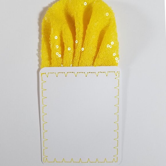 Men's Sequin Pre-Folded Pocket Square Insert - Bright Yellow Fan Design - Picture 5 of 6